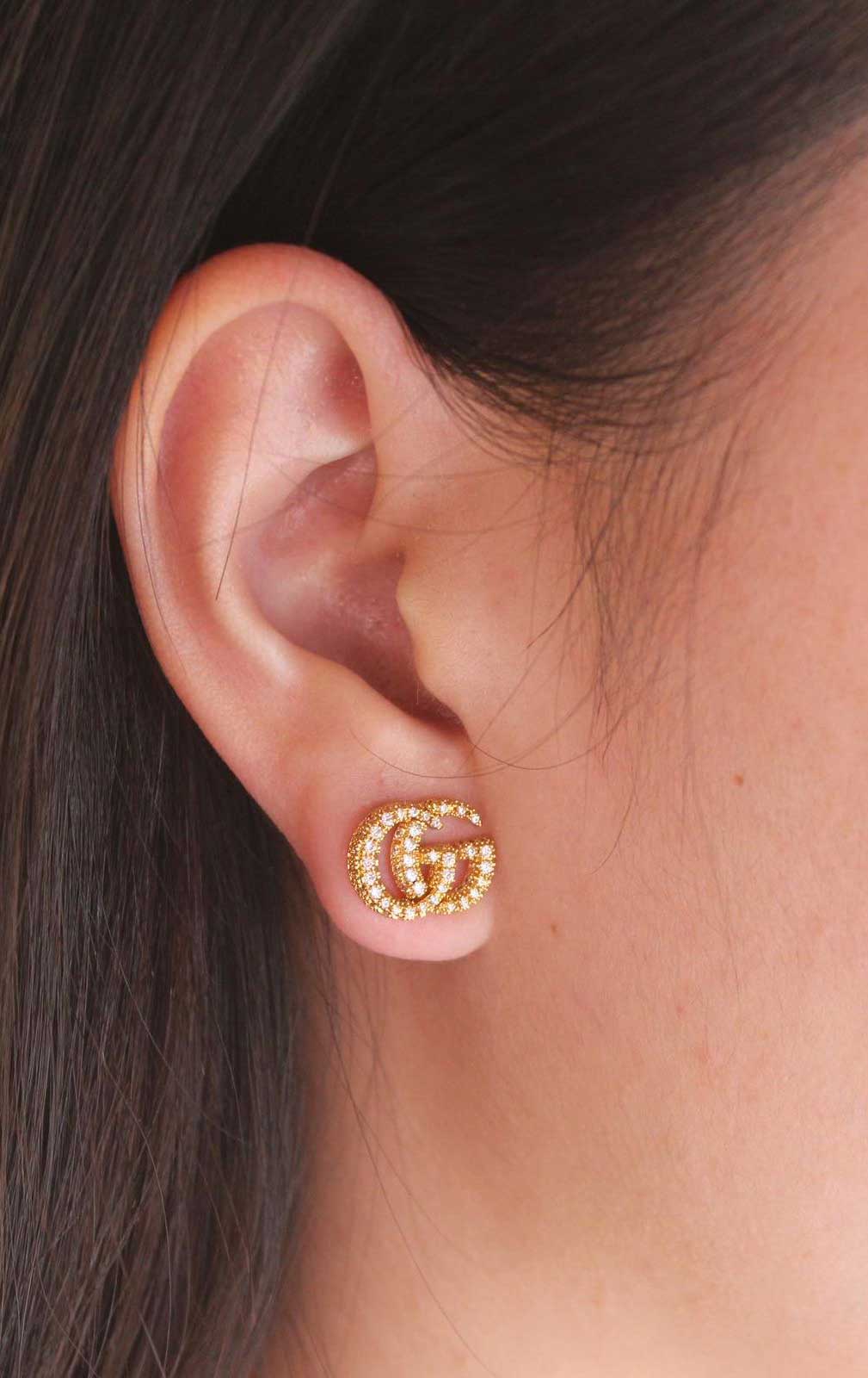 GOLD PLATED GG PEARL EARRINGS-GG-E-5
