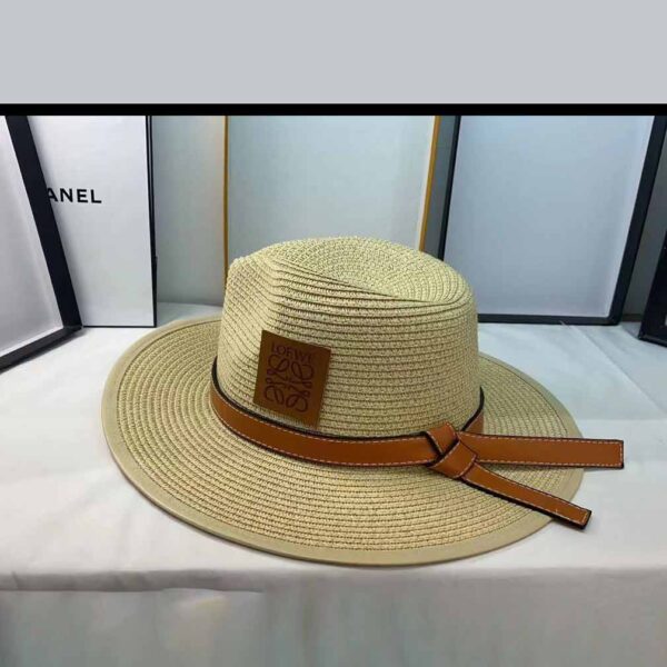 Leather Belt Straw Loewe Hat-L-HT-01