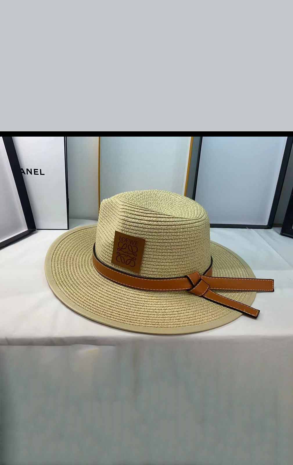 Leather Belt Straw Loewe Hat-L-HT-01