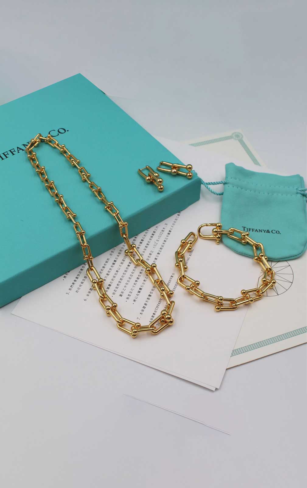Tiffany Style Golden Necklace Set-J-102