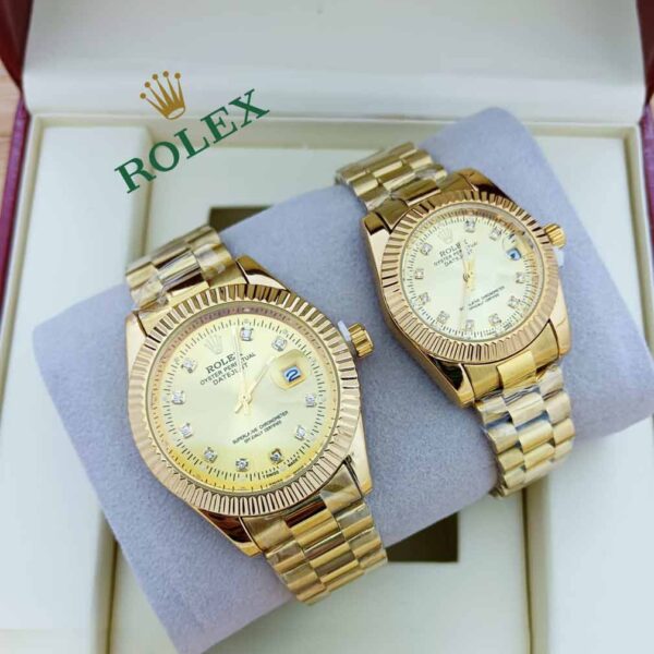 Golden Gold Rolex Couple Watch-R-W-04