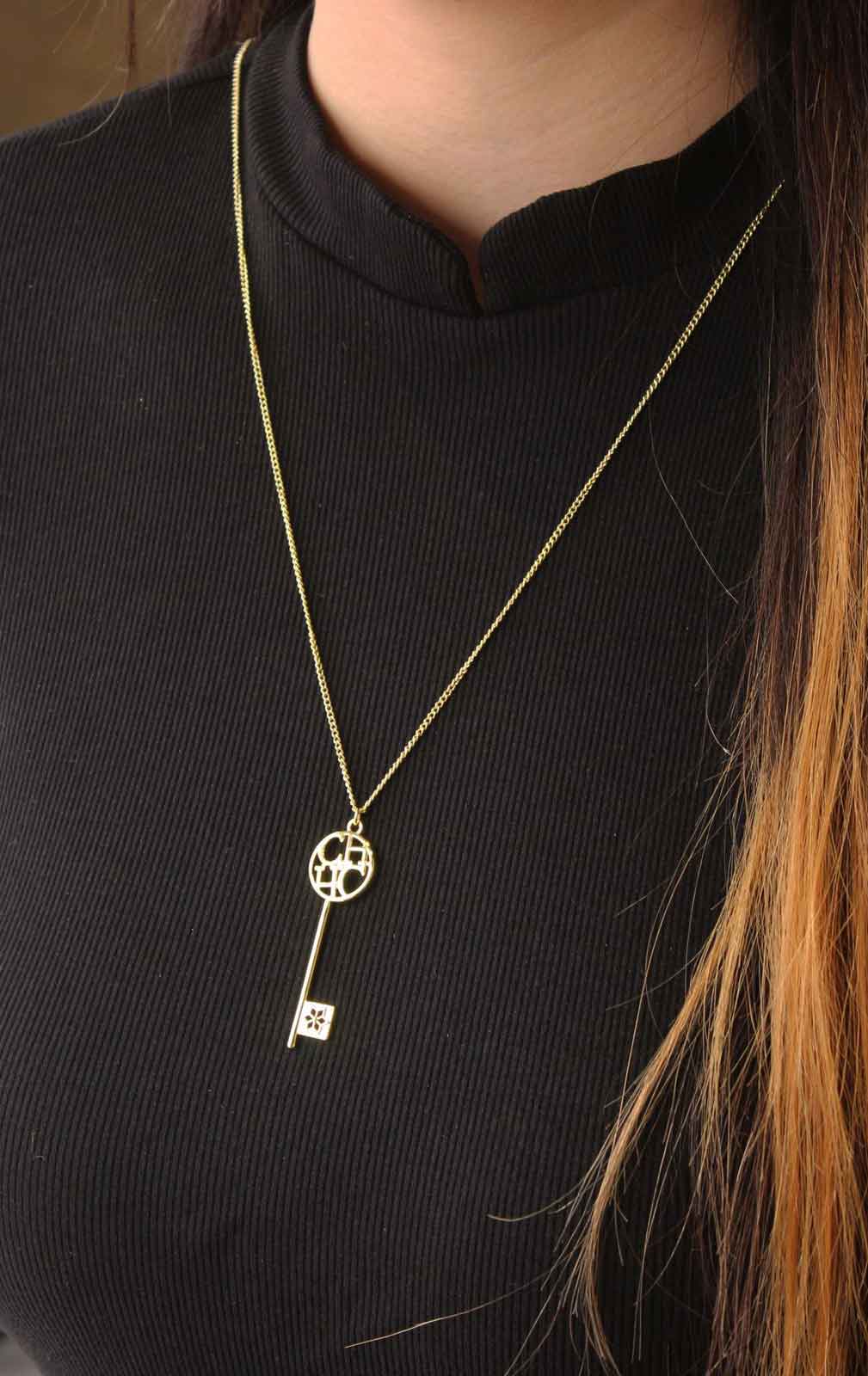 Key Pendant Gold Plating Necklace-CH-R-65