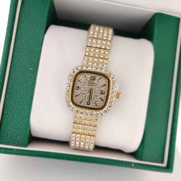 Mini Square Dial Jeweled Analog Watches-D-I02