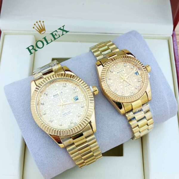 Rose Gold Dial Rolex Couple Watch