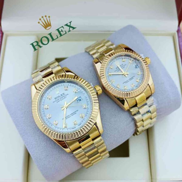Silver Dial Rolex Couple Watch-R-W-03