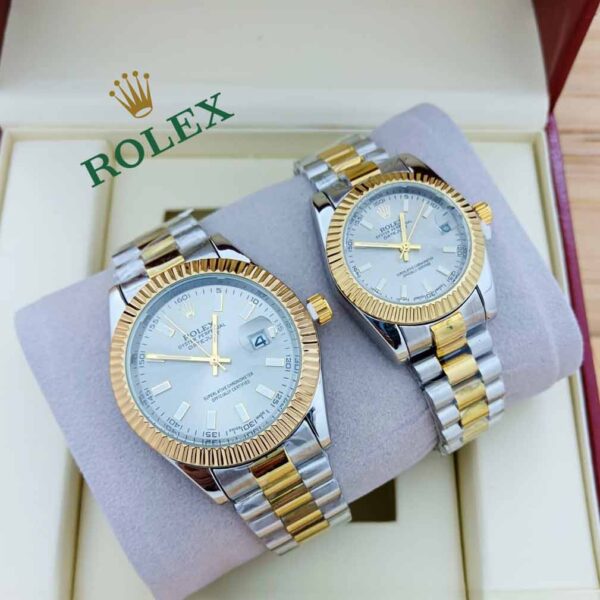 Silver Tone Rolex Couple Watch-R-W-05