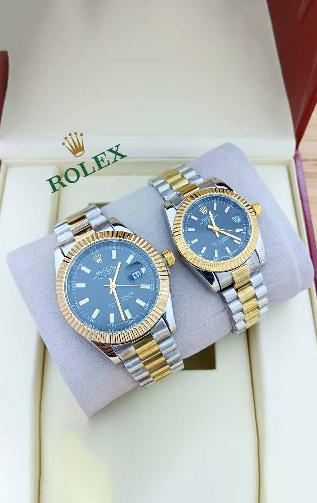 Silver Tone Rolex Couple Watch-R-W-20