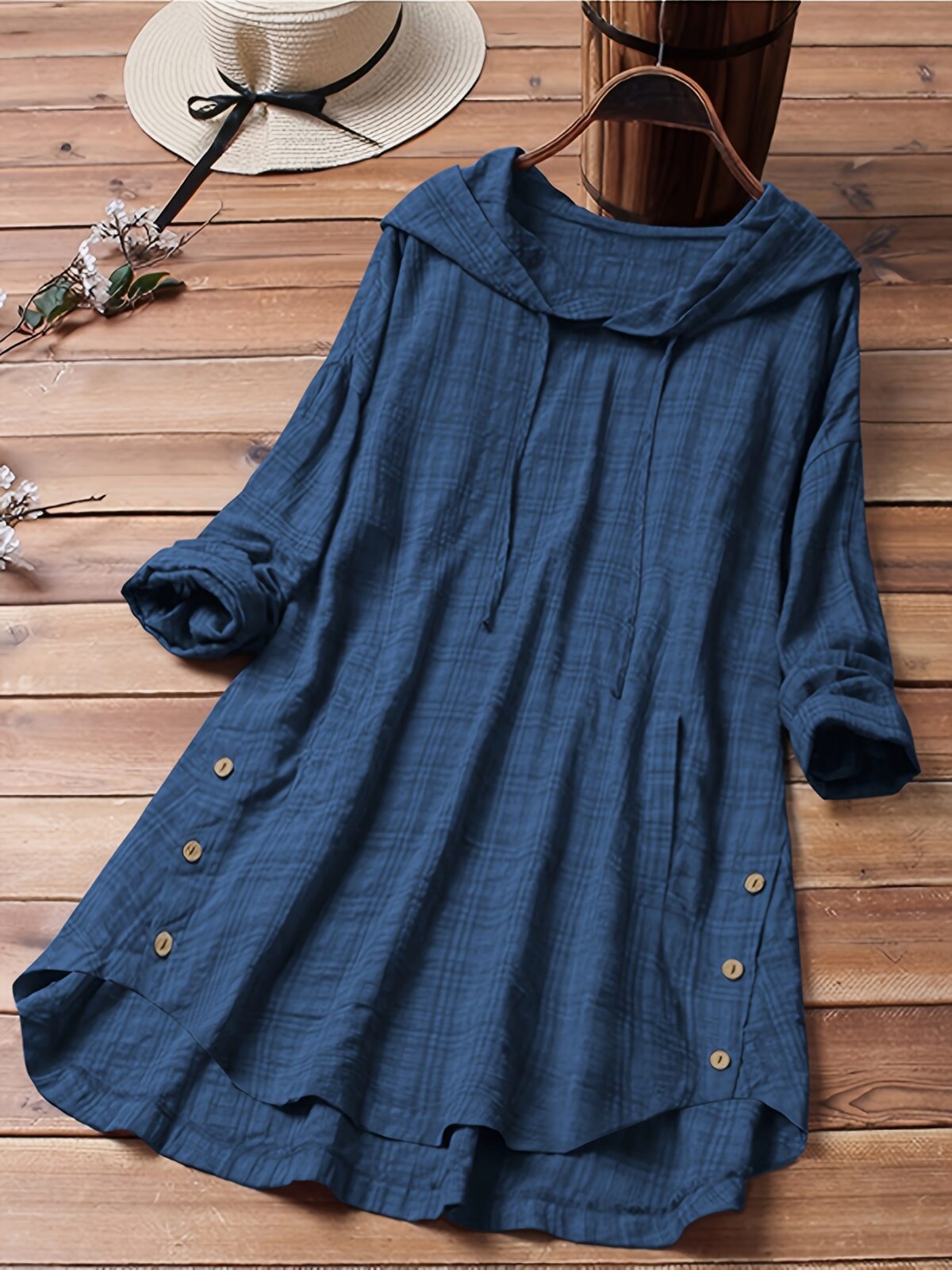 Casual Long-Sleeve Hooded Shirt - Image 1